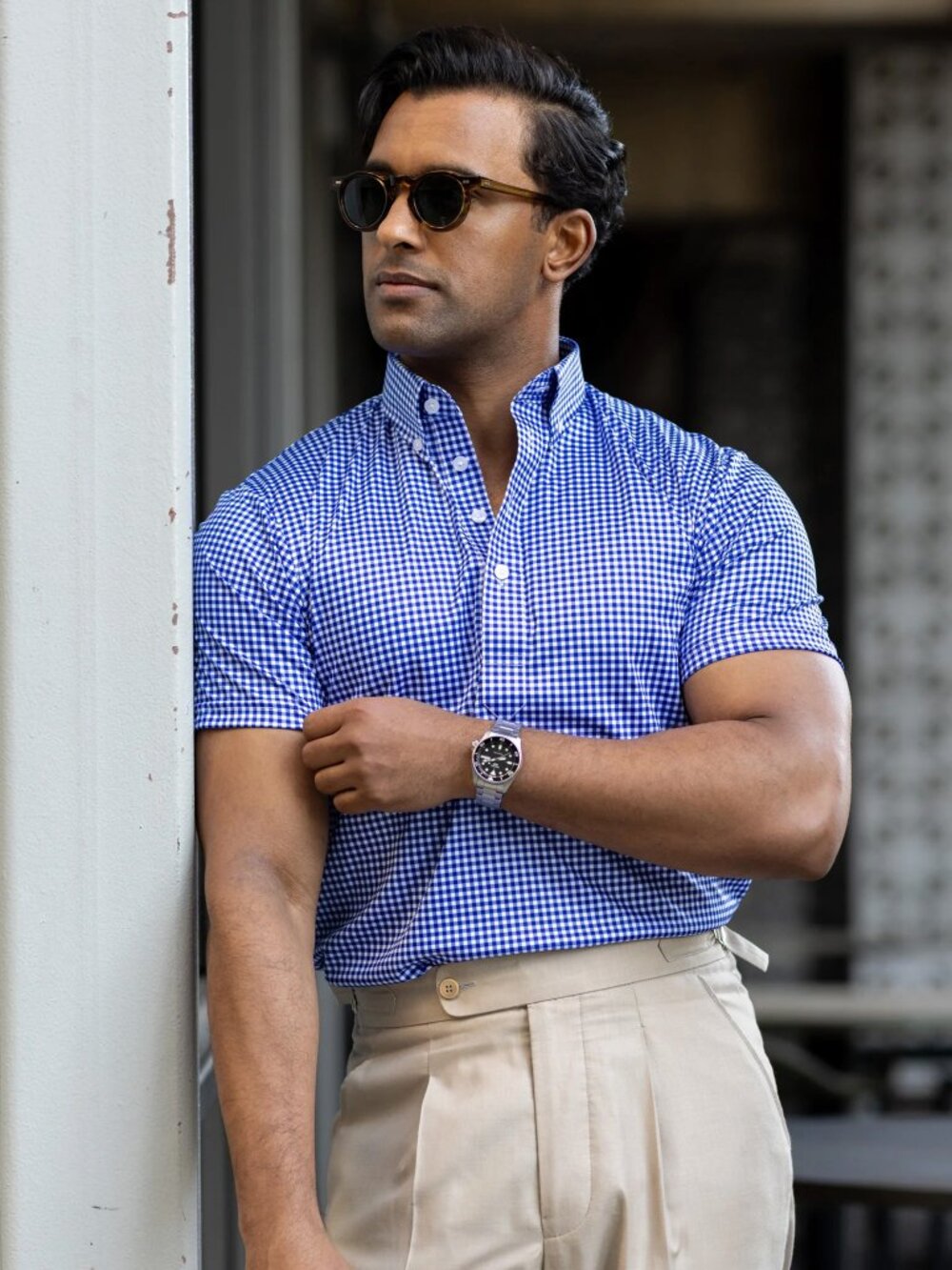 NWT Collars & Co. Dress Collar Polo Oxford Blue Gingham Size Small S NEW